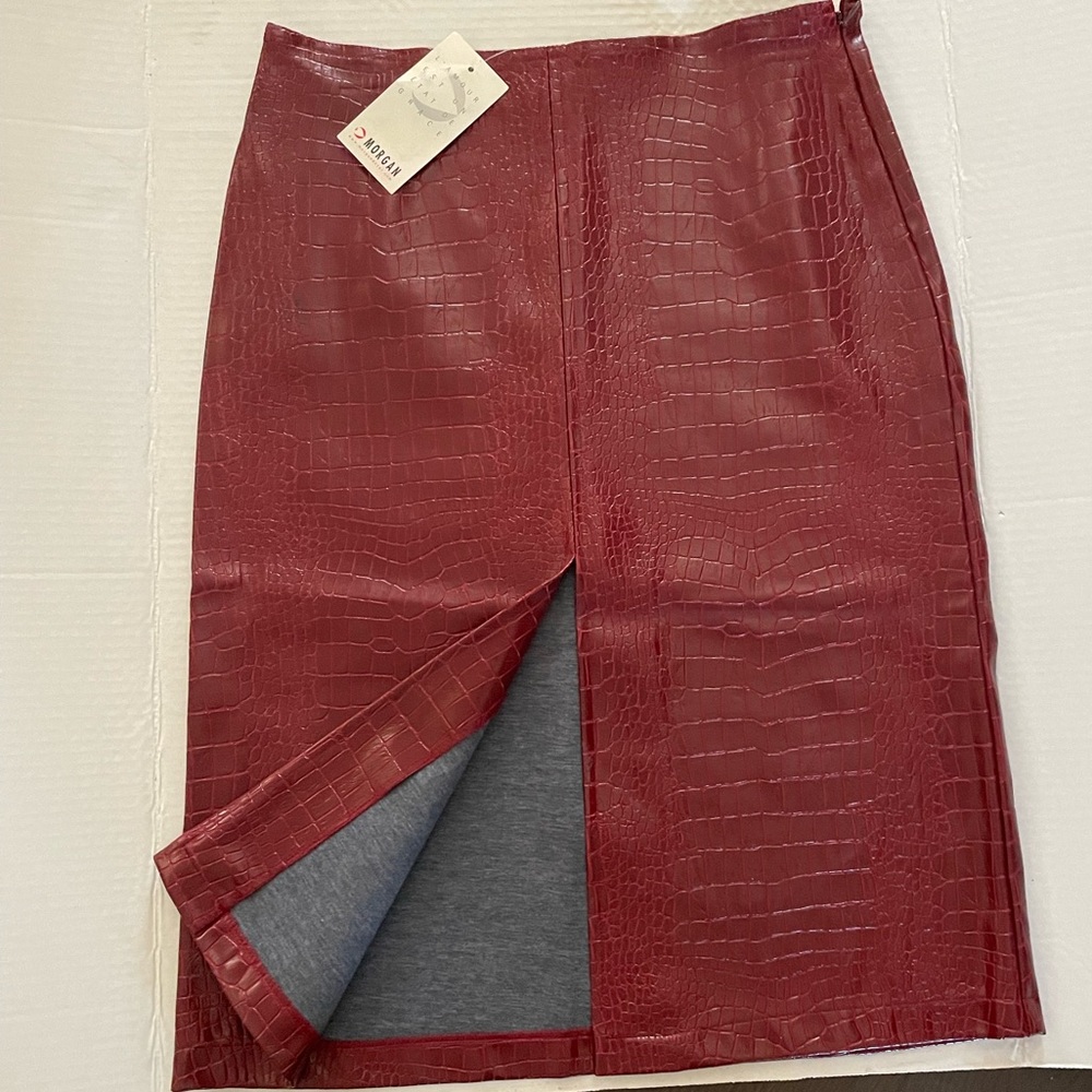 New "Pleather" - Faux Leather Burgundy/Maroon/Red Pencil Skirt - size small
